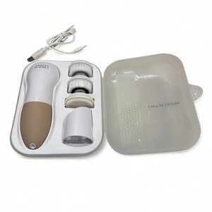 New! Vanity Planet Handheld Facial Cleansing Brush Set - White and Tan